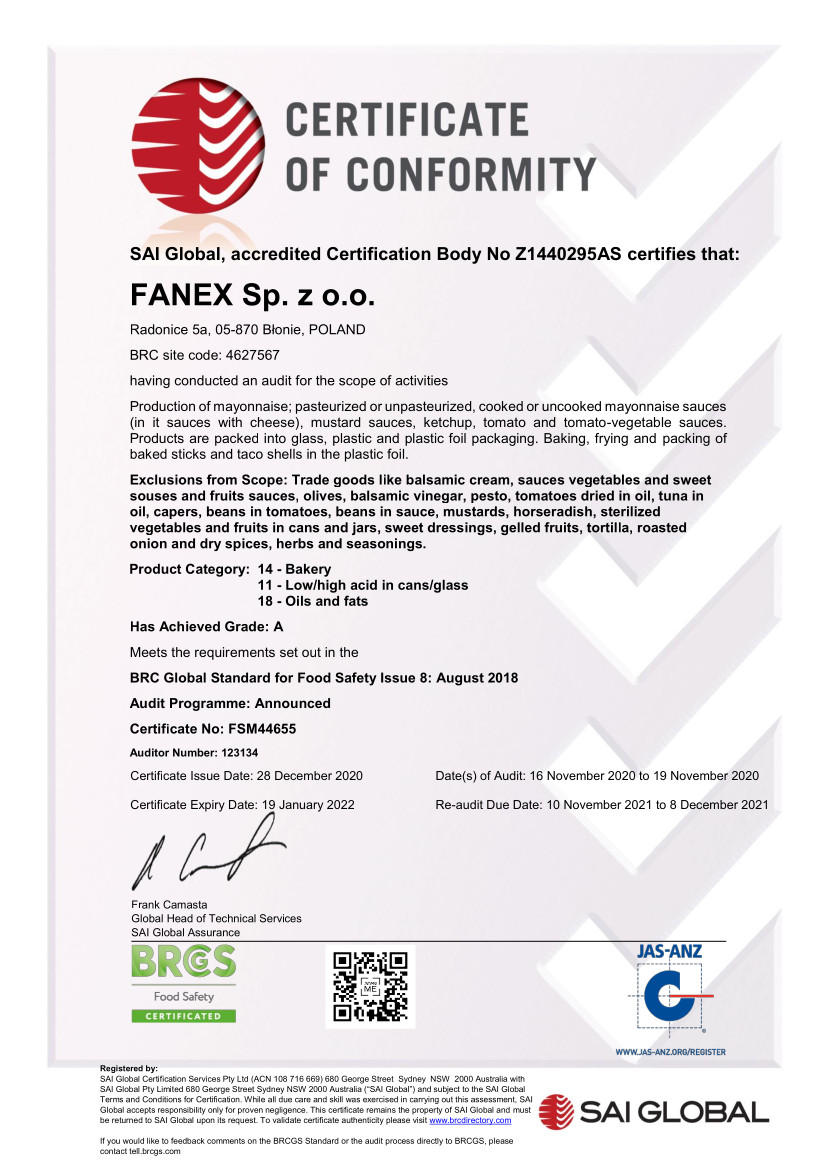 Certificate BRC